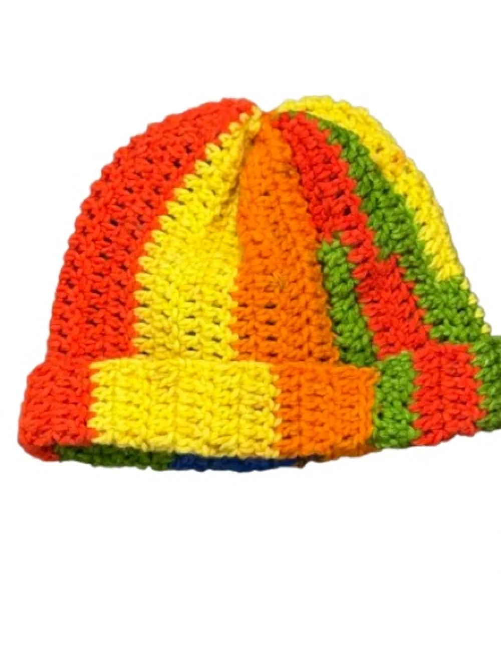 Handmade Rainbow Crochet Beanie | Colorful Striped Winter Hat | Unisex (